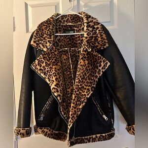 Black Jacket with Cheetah Print